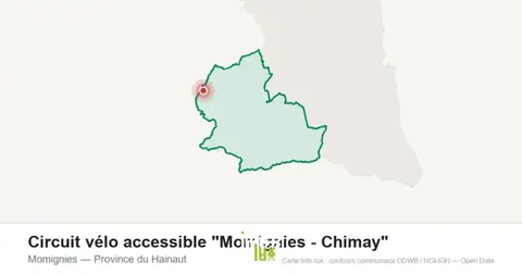 Carte de localisation de Circuit vélo accessible "Momignies - Chimay" à Momignies